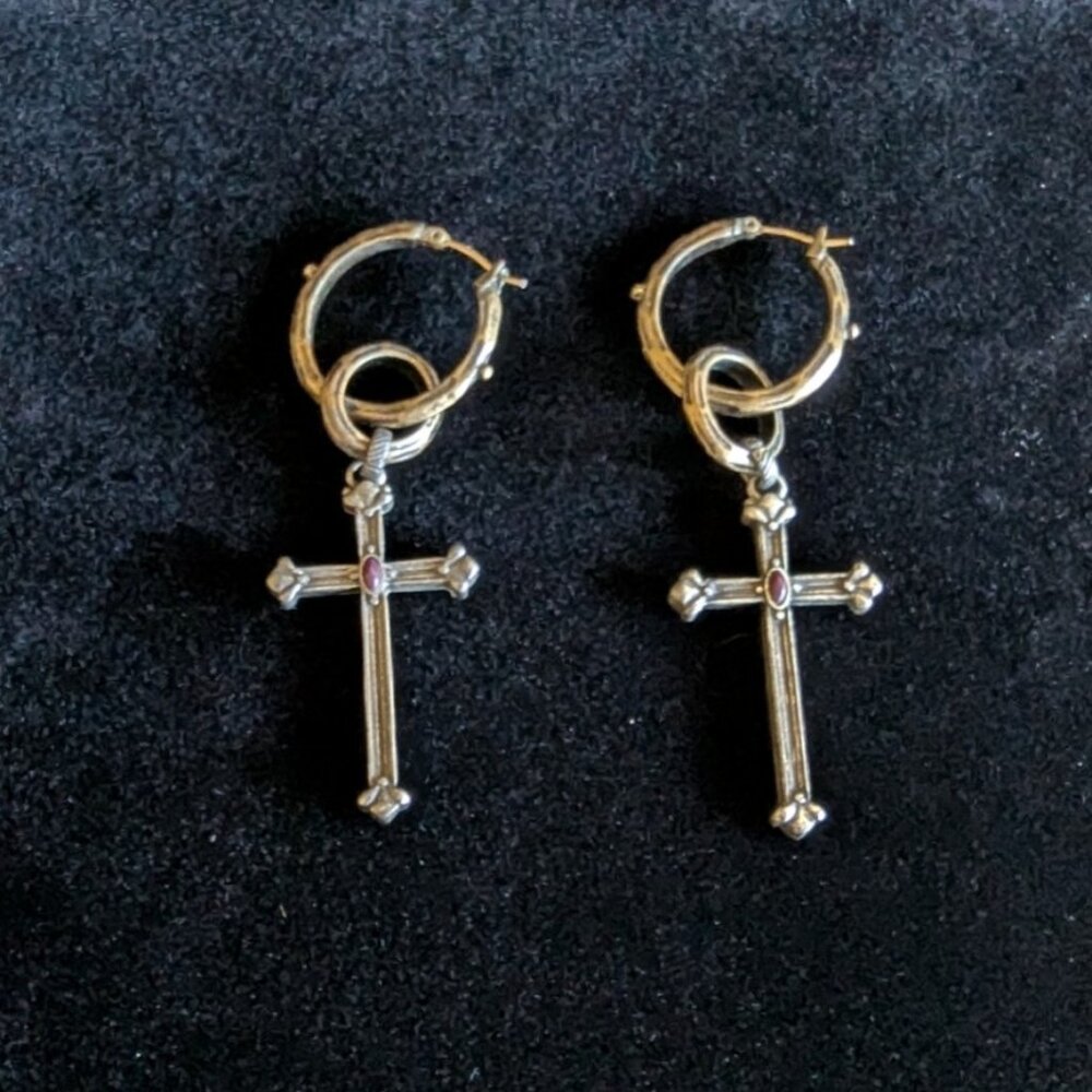 Gothic Cross Hoop Earrings